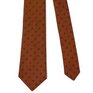 KITON Napoli Silk Tie Rust/Gold Geometric Floral Pattern Width: 3.5"